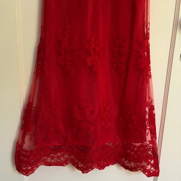 Red Boudoir Chic long lace dress. Low back maxi or lingerie. Small. Prom dress - Picture 4 of 13